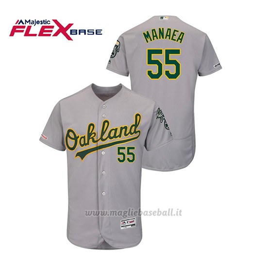 Maglia Baseball Uomo Oakland Athletics Sean Manaea 150th Aniversario Patch Autentico Flex Base Grigio